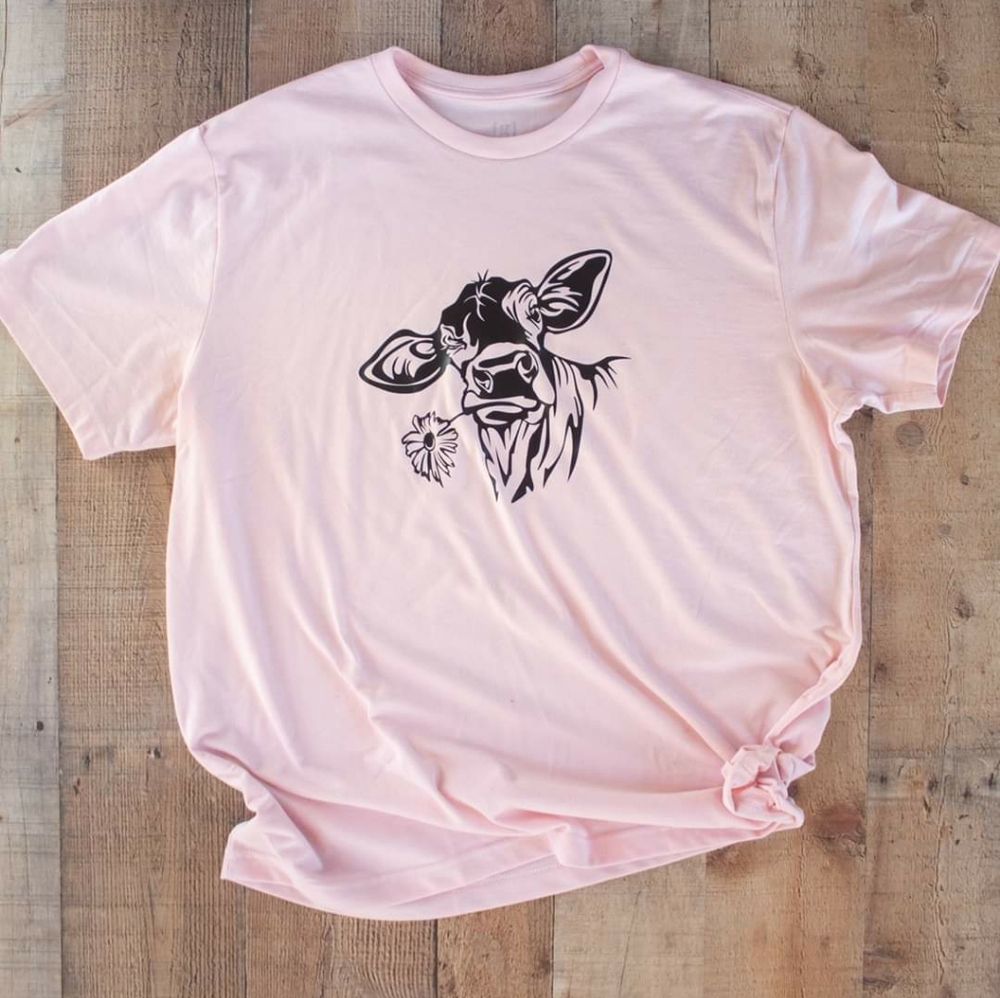 Floral cow tshirt